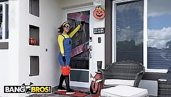 Bruno's big dick and Evelin Stone in a funny Halloween porn video