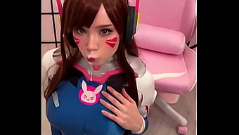 Cô gái tóc nâu TikToker Cosplay trong vai D.Va và mút cặc cho đến khi phun tinh trên mặt